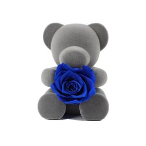 China Blue Artificial Preserved Rose Teddy Bear With Rich Romantic Look on sale