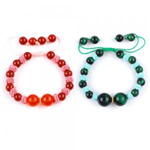 China 8mm Green Tiger Eye And  Red Chalcedony Adjustable Braided Rope Healing Balance Bead Bracelet on sale