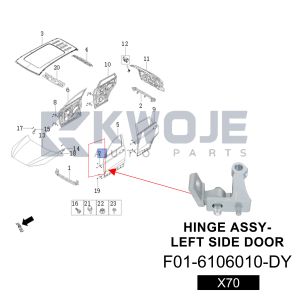 OEM F01-6106010-DY Auto Parts Left Side Door Hinges Front Rear Nacelle Hinges