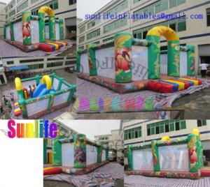 Cheap Children Jungle Inflatable Bouncy Castle With slide / Jumping Castle For Rent for sale
