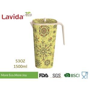 China Disposable Plastic Beverage Jug FDA Pass Dishwasher Safe With Obstract Flowers Prints on sale