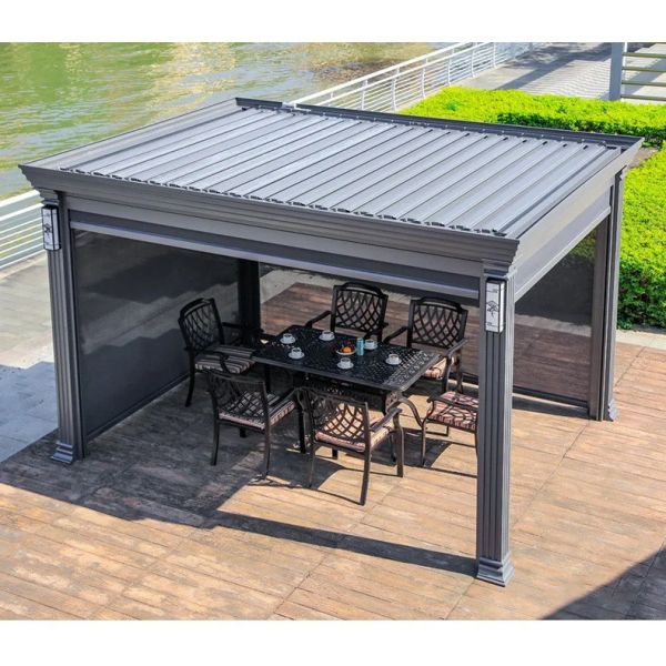 Quality 3x5m Aluminum Retractable Pergola Louvered Pavilion With Adjustable Roof wholesale
