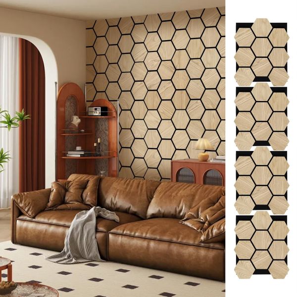 Quality Raw Wood Color PVC Veneer Hexagon Sound Proof Panels wholesale