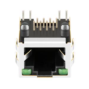 PCB FR4 RJ45 Modular Jack 1X1 Port LPJE101AWNL Tab Up LED EMI Finger