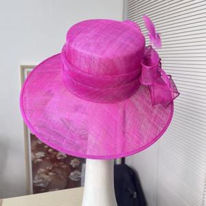 China Millinery Supplies Party Decoration Sinamay Base Hat With Feather on sale