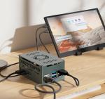 Raspberry Pi 5 Aluminum Case with 4010 PWM Fan and Copper Heatsinks Support