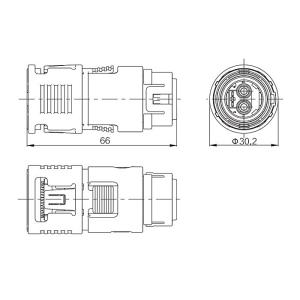 IP67 2 Pin Waterproof Straight Connector Plug , 2 Pin Right Angle Battery