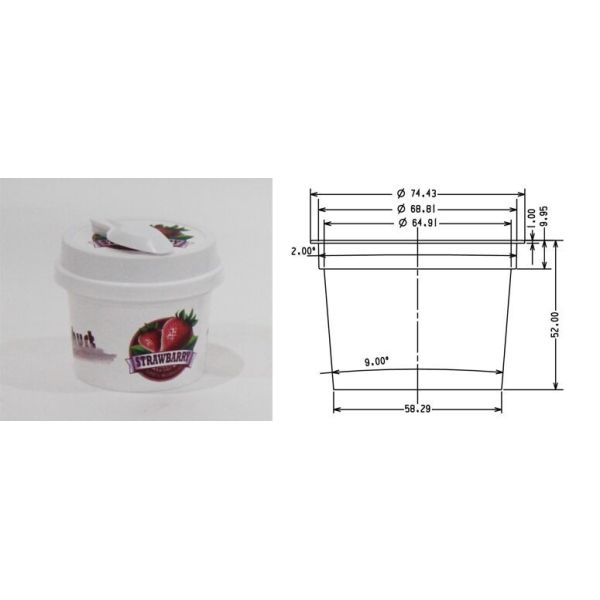 Yogurt Cup Iml Plastic Containers Ice Cream Packaging With Spoon