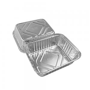 China OEM Aluminium Foil Food Container Tray 2.25lb 1000ml With Plastic Lid on sale