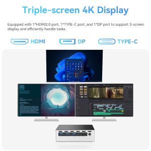 Intel Core Ultra 7 155U Mini PC DDR5 64G With Dual Ethernet Windows 11 Linux