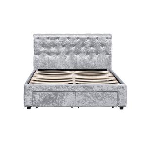 Cheap Torver Charcoal Plush Velvet Bed Frame BSCI CE EN-1725 Certification for sale
