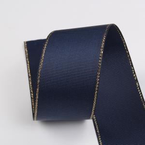 2.5cm Polyester Gold Edge Double Face Grosgrain Ribbon for Christmas Tree and