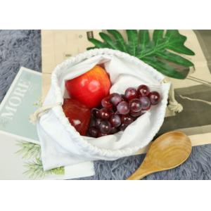 White Canvas Handbag 1 Color Silk Printing , Drawstring Canvas Shopping Bags