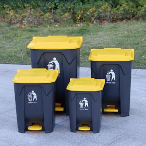 Cheap Factory Hot Sale Plastic Waste Pedal Bin 30L 40L 50L  80L 100L Black Trash Can Outdoor Plastic Waste Bin for sale