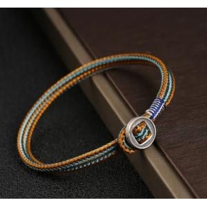 Cheap 925 Sterling Silver Handmade Button Protection String Weave Bracelets 15cm 17cm 19cm 21cm for sale