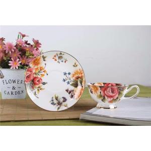 China FDA Fancy printed Modern Handcrafted Bone China Cup Plate Set on sale