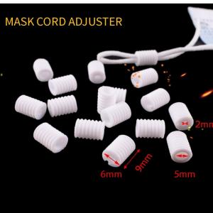 White Elastic Fastening Removable Plastic Cord Lock Stopper For Face Mask Bulk
