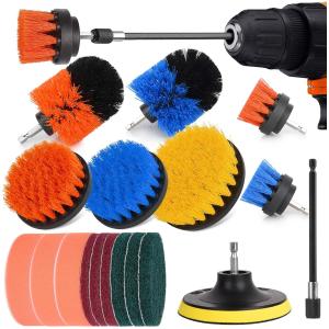 China 18 pieces brush attachment drill, rim brush set, power drill cleaning brush on sale
