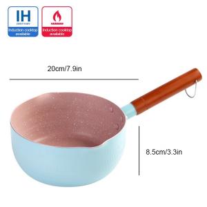 White Kitchen Cookware Aluminum Sauce Pan Non Stick With Wooden Handle