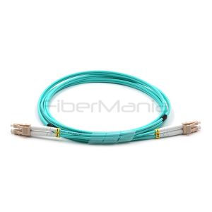 LC UPC Duplex OM3 LSZH Aqua Jacket Armored Optical Fiber Patch Cord