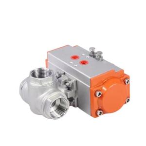 Water Media Q614/615F CF8/CF8m Thread Three Way Ball Valve with Pneumatic