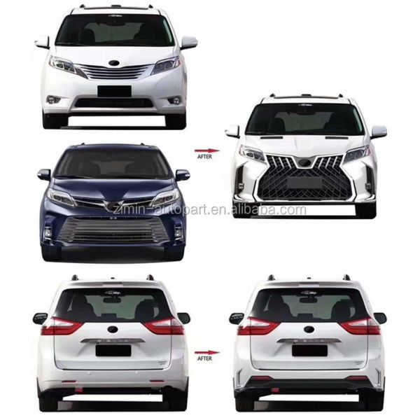 other auto parts front and rear lm style body kit with hood for toyota sienna 2011-2020