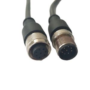 China Metal Screw Phoenix M12 Cable 100cm Length Male To Female Black With PVC Cover on sale