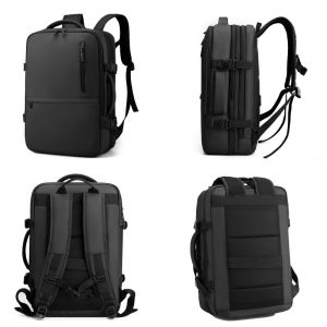 Geometric Pattern RFID Lightweight Black Anti-Theft Waterproof Laptop Backpack