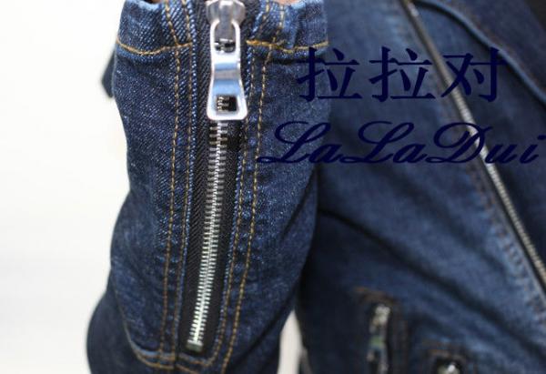 Open End / Close End Antique Silver Zipper For Handbags , Ykk Type 28 Inch Metal Jacket Zipper