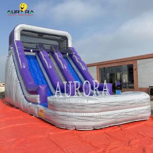 Cheap Custom Purple Gray Inflatable Water Slide With Climbing Wall For Adventure Seekers for sale