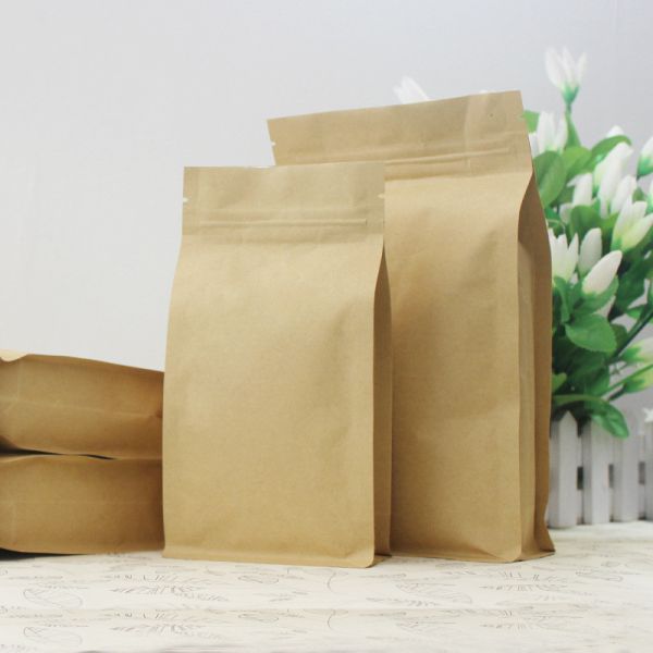 Quality Flat Bottom Kraft Paper Zipper Resealable Dog Food Bag wholesale
