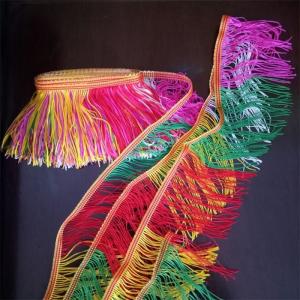 Colorful custom design OEM polyester fringes trimming for garment clothes