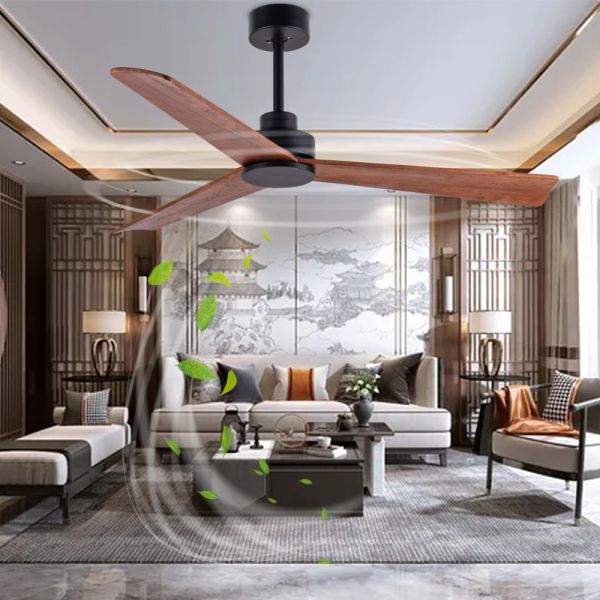 3 Wooden Blades 52 Inch Fan Brown Wood Ceiling Fan No Light