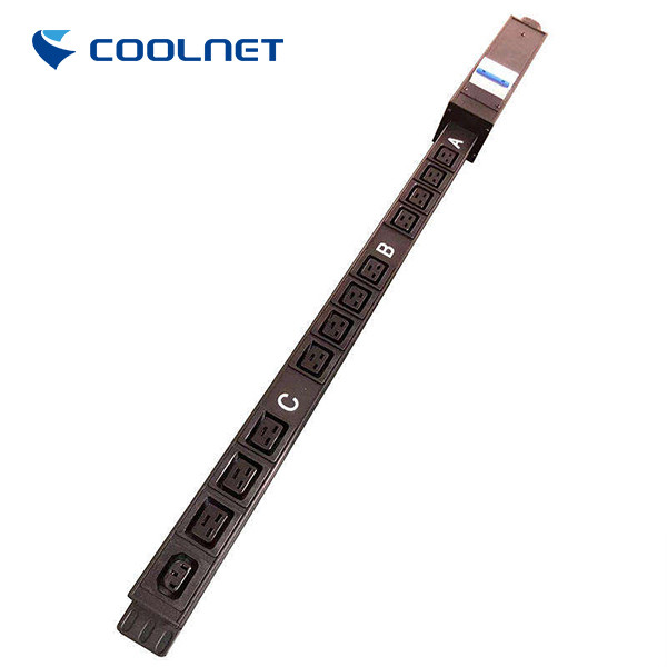 Black 48-bit Output Power Distribution Unit for Server Rack Network and Data