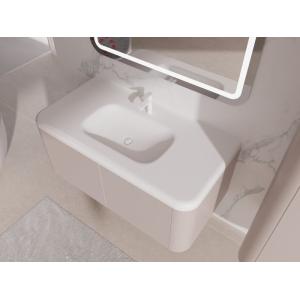 Sakura Pink Wall Mounted Bathroom Cabinet Rounded Edges Floating Bathroom Sink