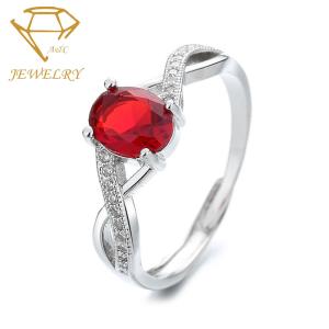 China Oval Ruby Vintage Silver Engagement Rings Environmental Copper on sale
