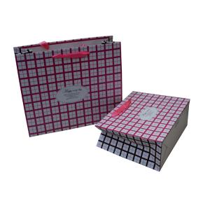 Pink Square Ribbon Handle cutomized Paper Carrier Bag for Gift Packing Matt
