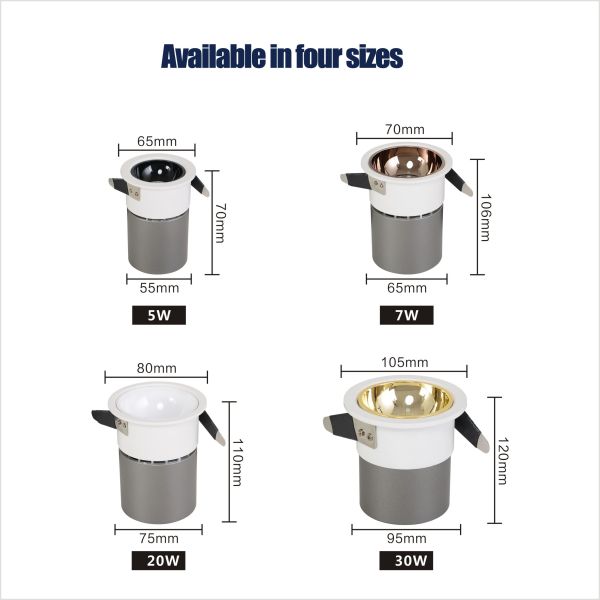 30w White Recessed Downlight AC220-240V 100 Lumen/W With Epistar Chip