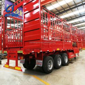 Aotong 3 Axle Fence Cargo Trailer with Automatic Lifting and Livestock Store