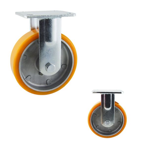YLcaster Offers 200kg Yellow PU Wheel Aluminium Core Plate Swivel Side Brake Heavy Duty Casters
