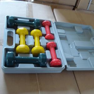 Carry Case 6kg Vinyl Dumbbell Set For Building Muscle Strength Hex Shape