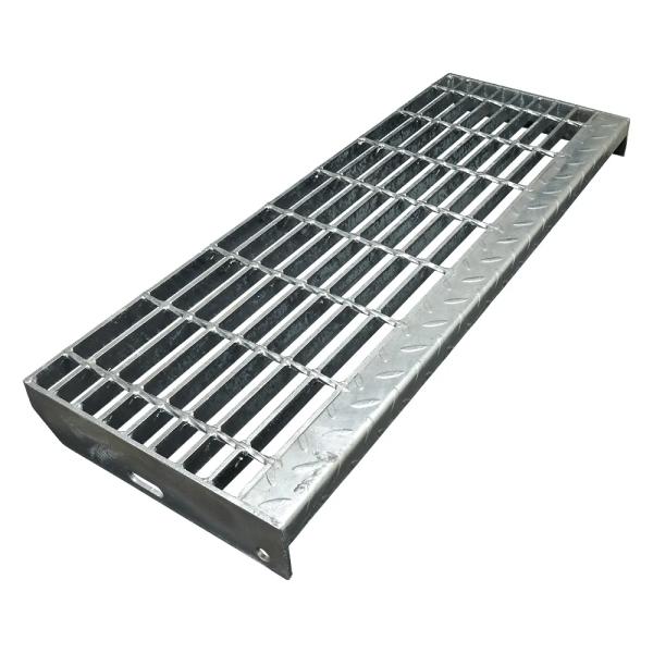 Hot DIP Galvanized Steel Grating Stair Treads with Standard Checker Plate Nosing