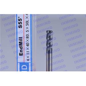 SiN Coating Corner Radius End Mill , HRC55 4 Flute Extra Long End Mill SGS
