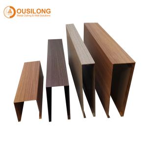 China Building Wall Ceiling Decorational Materials Wood Color Suspended Metal Linear Strip False Ceiling on sale