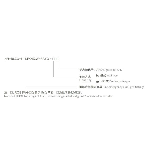 HR-BLZD-I1LROE3W-FAYD Series Fire Emergency Exit Light , Fire Exit Signs GB17945 Standard
