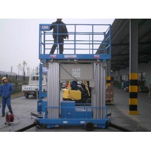 Cheap 12 Meter Blue Mobile Elevated Working Platforms , Four Mast Electric Ladder Lift for sale