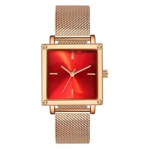 Leather / Mesh Strap Women Quartz Wrist Watch 30M Life Waterproof Square Non