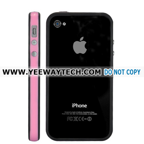 Silicone and Plastic Assembly Bumper for Verizon CDMA iPhone 4 / 4S - Pink /