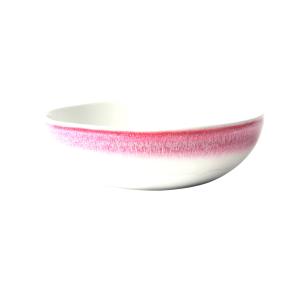 Reactive color Porcelain Salad Bowl , 17CM Soup Salad Bowls With Embossed Rim
