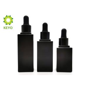 Matte Black Glass Empty Cosmetic Bottles For Essential Oil / Serum 20ml 30ml